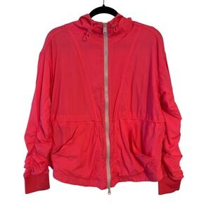 FP Movement Free People Run Wild Jacket Vivid Coral Pink Hooded Lightweight XS/S